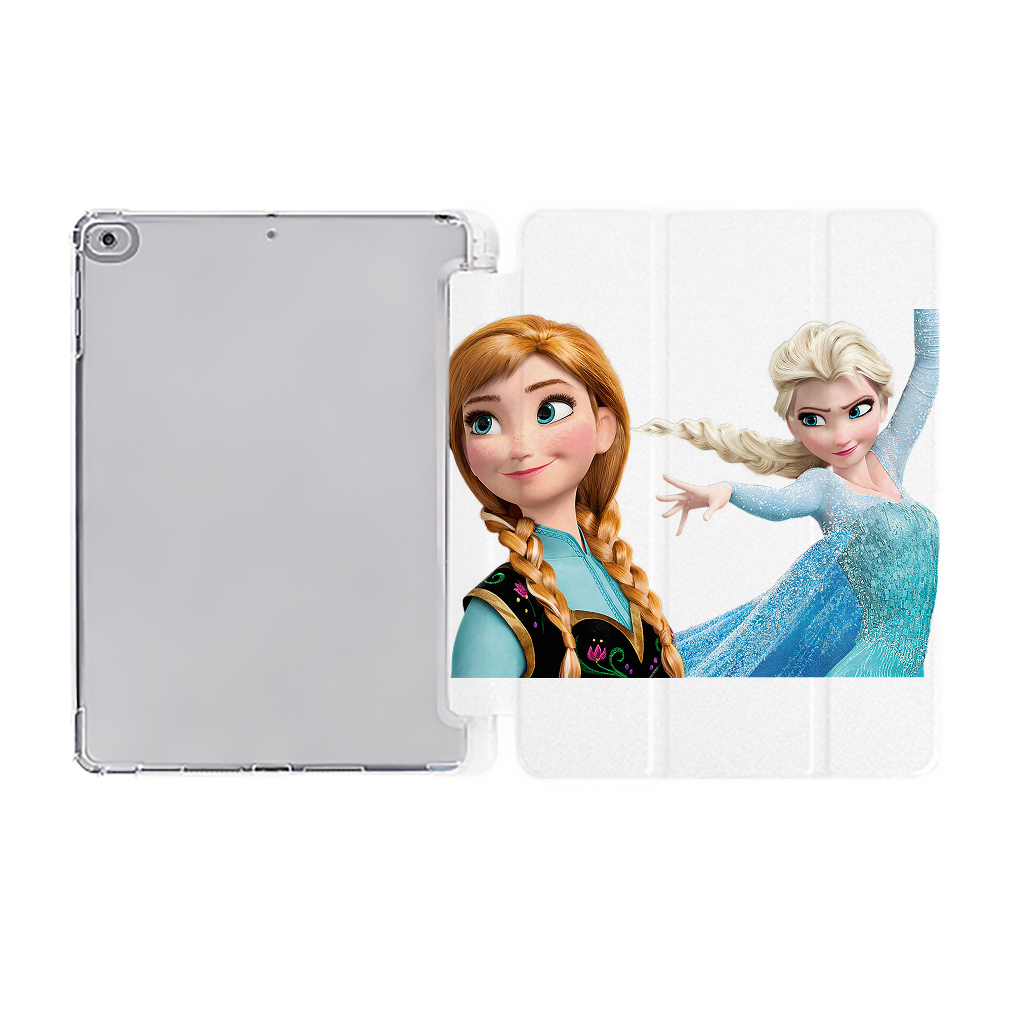 （画像用） アナと雪の女王 アンナ エルサ Frozen Anna Elsa IPad ケース ペン収納付き 三つ折りスタンド PUレザー×シリコン 対応機種9.5/10.5/10.9インチ